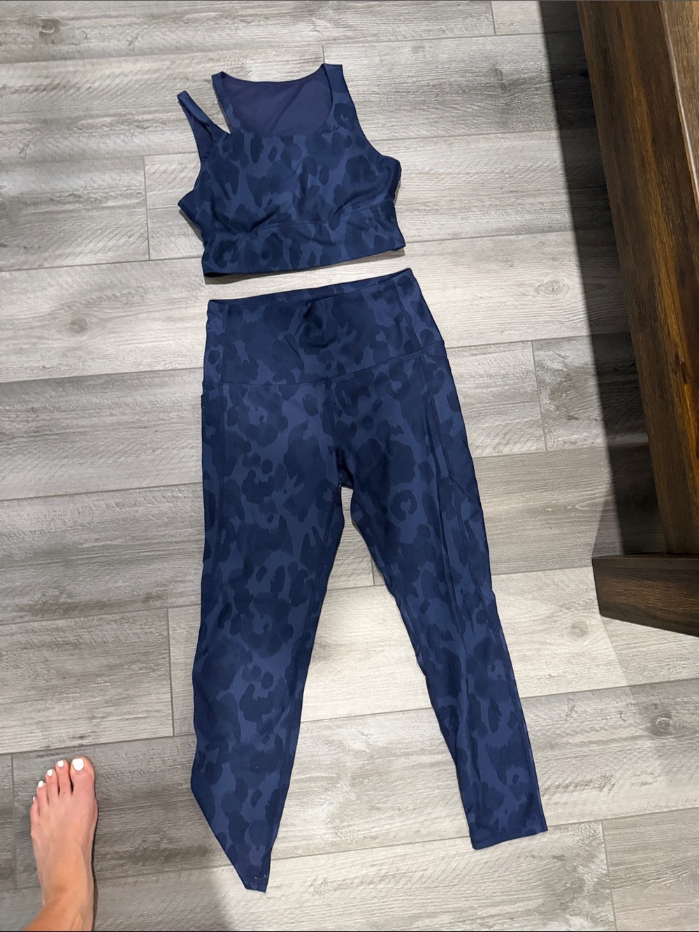 DSG Navy Animal Print High-Waist Legging & Crop Top Set